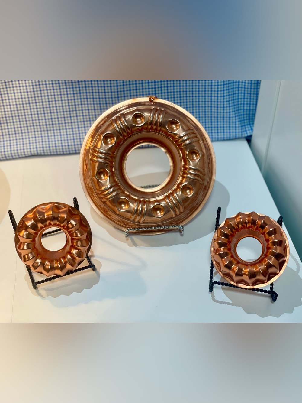 Vintage Copper Jello & Bundt Mold Set of 3 – Large Ring Mold + Mini Fluted Molds